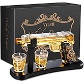 Handcrafted Gun Whiskey Decanter Set -Luxury Lead-Free Glass, Unique Non-Alcoholic Gift for Men, Husbands &Bourbon Lovers, Man Cave & Home Bar Decor with 2 Glasses by VYLPM