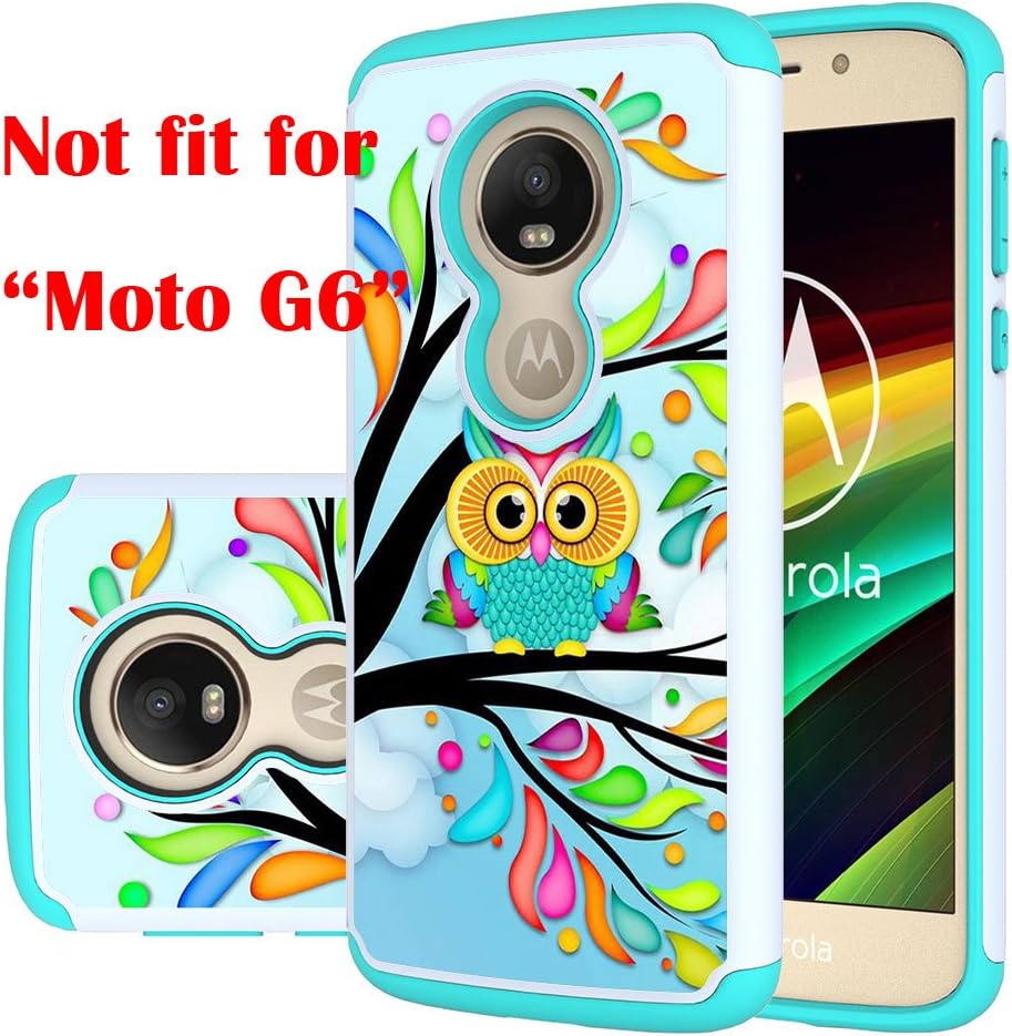 Moto G6 Play Case, Moto G6 Forge Case, MAIKEZI Hybrid Dual Layer TPU Plastic Armor Defender Phone Case Cover for Motorola Moto G6 Play (Armor Green Owl)