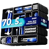 ALIKZO 70 PCS Tool Box Organizer Tray &amp; Desk Drawer Organizer Set, 5 Size Interlocking Bins for Garage Tool Storage, Mechanic Tool Chest, Rolling Cart, Workbench Drawers with EVA Non Slip Pads