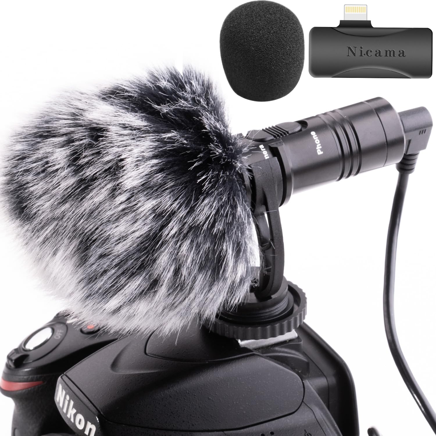 Nicama SGM8S 3.5mm Camera Shotgun Microphone with Windscreen Muff for Canon EOS, Nikon DSLR Cameras Sony Camcorders （NOT for Canon T5, T6 and T7）