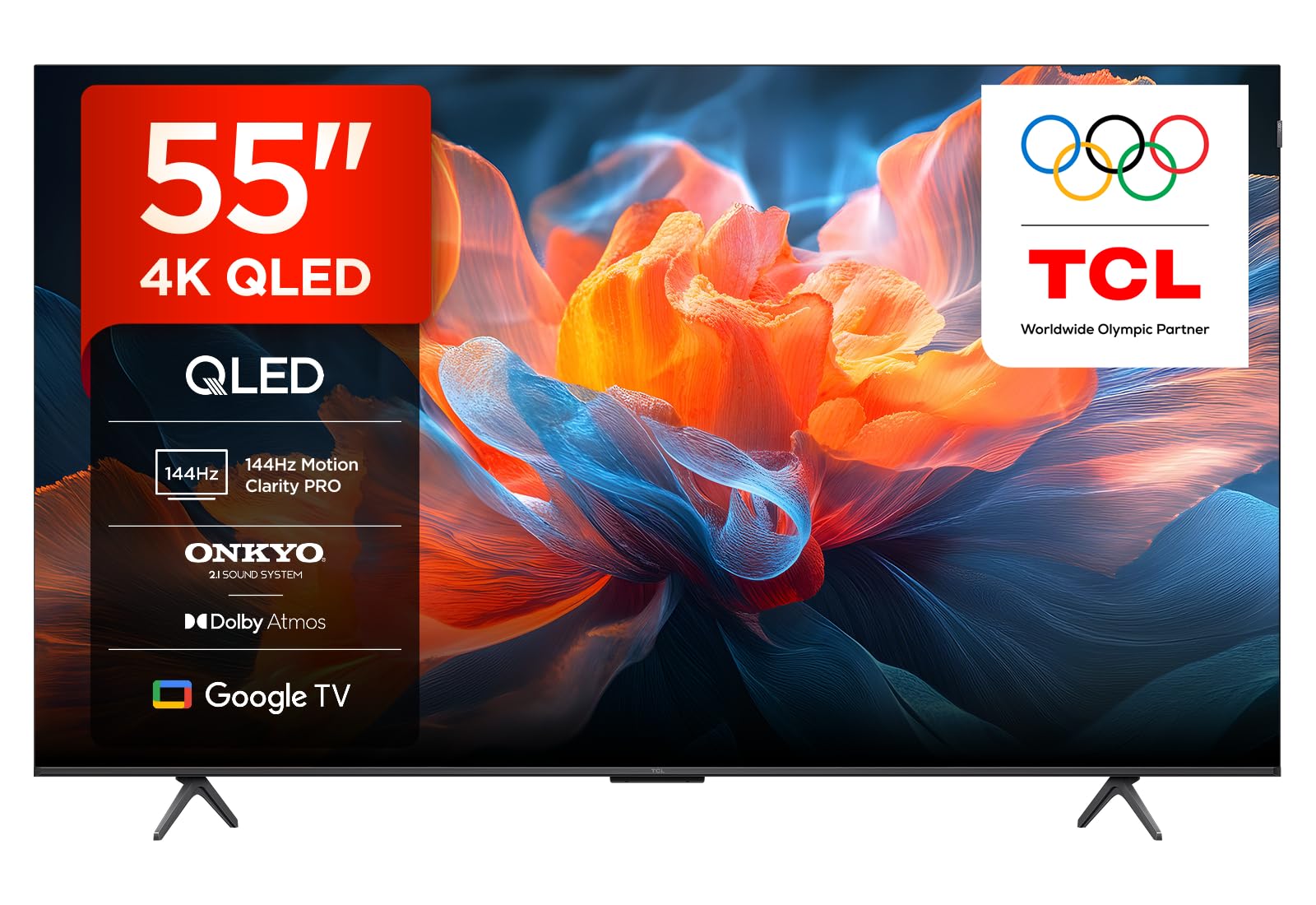 TCL 55T8C-UK 55 Inch 4K 144Hz Gaming QLE...