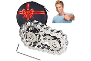 XFYVIKR Fidget Spinners Toys for Adults & Teens - Metal Fidget Toy Bike Chain Fidget Sprocket Chain Fidgets Toy for Relief Anxiety ADHD Autism Cool Gadgets Desk Offices Gift Sensory Adult Fidget Toys（Silver）