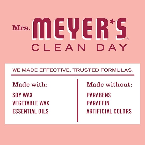 MRS. MEYER’S CLEAN DAY SOY TIN CANDLE, 12 HOUR BURN TIME, MADE WITH SOY WAX AND ESSENTIAL OILS, ROSE, 2.9 OZ