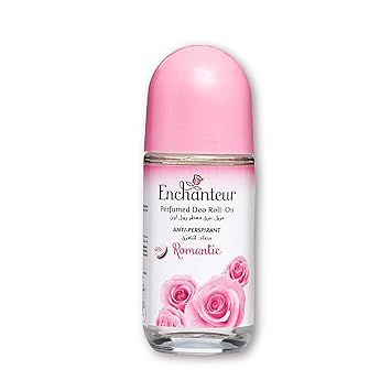 Enchanteur Romantic Roll-On Deodorant for Women, 50ml with Roses & Jasmine Extracts