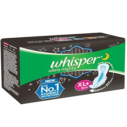 Whisper Ultra Night Sanitary Pads for Women, XL+ 30 Napkins