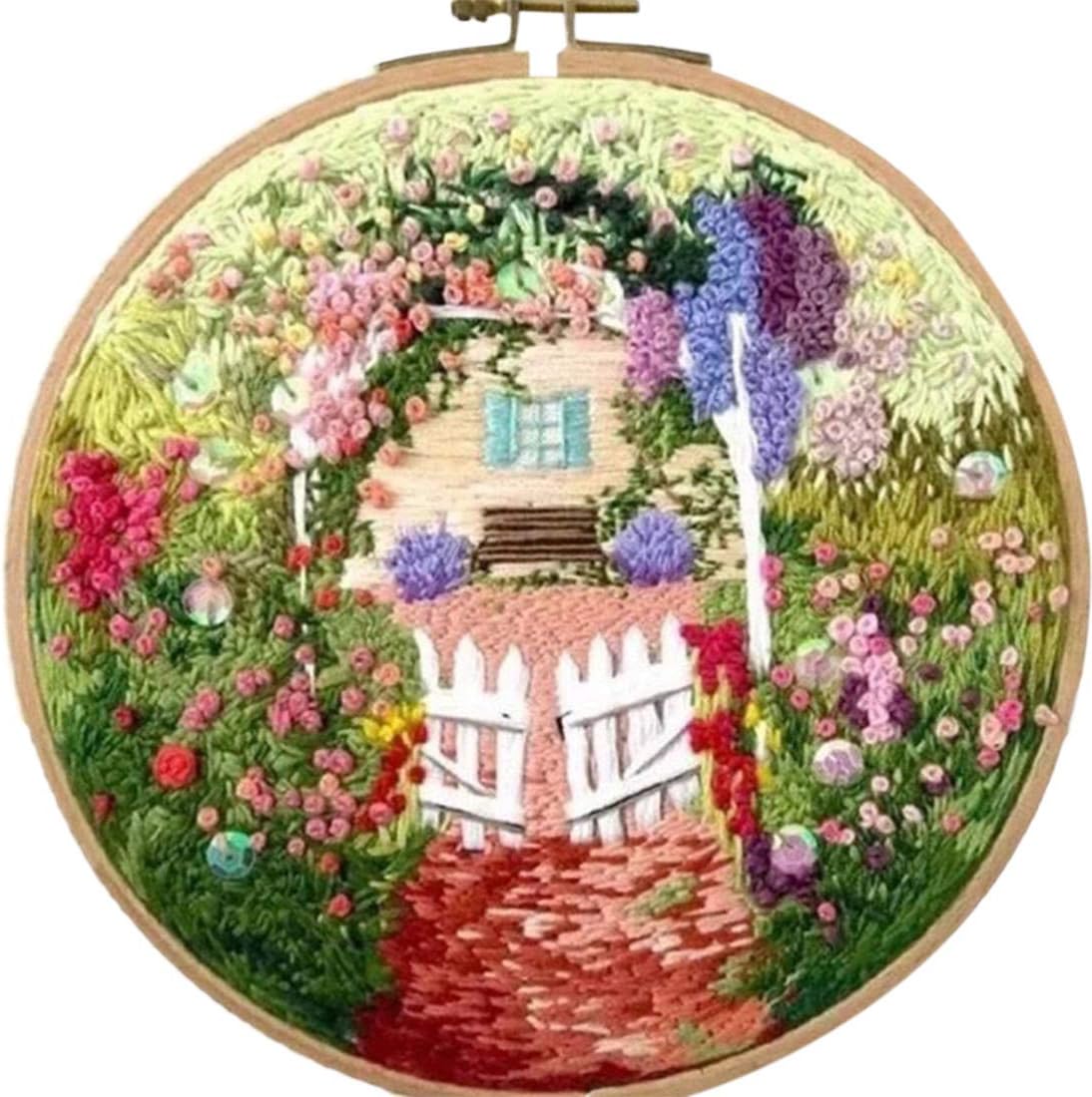 Yamix Handmade Cross Stitch Kit Embroidery with 15 x 15cm Embroidery Hoop Needle