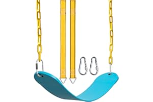 PACEARTH Swing Seat Support 660lb with 68.9 inch Anti-Rust Chains Plastic Coated 23.6 inch Tree Hanging Straps and Locking Buckles Outdoor Playground Tree Swing-Sky-Blue