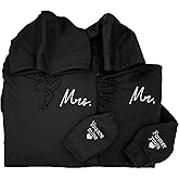 Regamor Custom Embroidered Matching Couple Sweatshirt Mrs and Mr Sweatshirt for Women on Sleeve Christmas Valentine Day