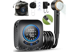 Portable Shower for Camping, 8000mAh Rechargeable Camping Shower with 5 Adjustable Speeds, LED Display