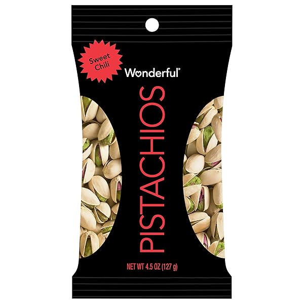 WONDERFUL PISTACHIOS, SWEET CHILI FLAVORED NUTS, 4.5 OUNCE