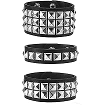 YWMAN 2 PCS Punk Leather Cuff Bracelet - Retro Rock Rivet