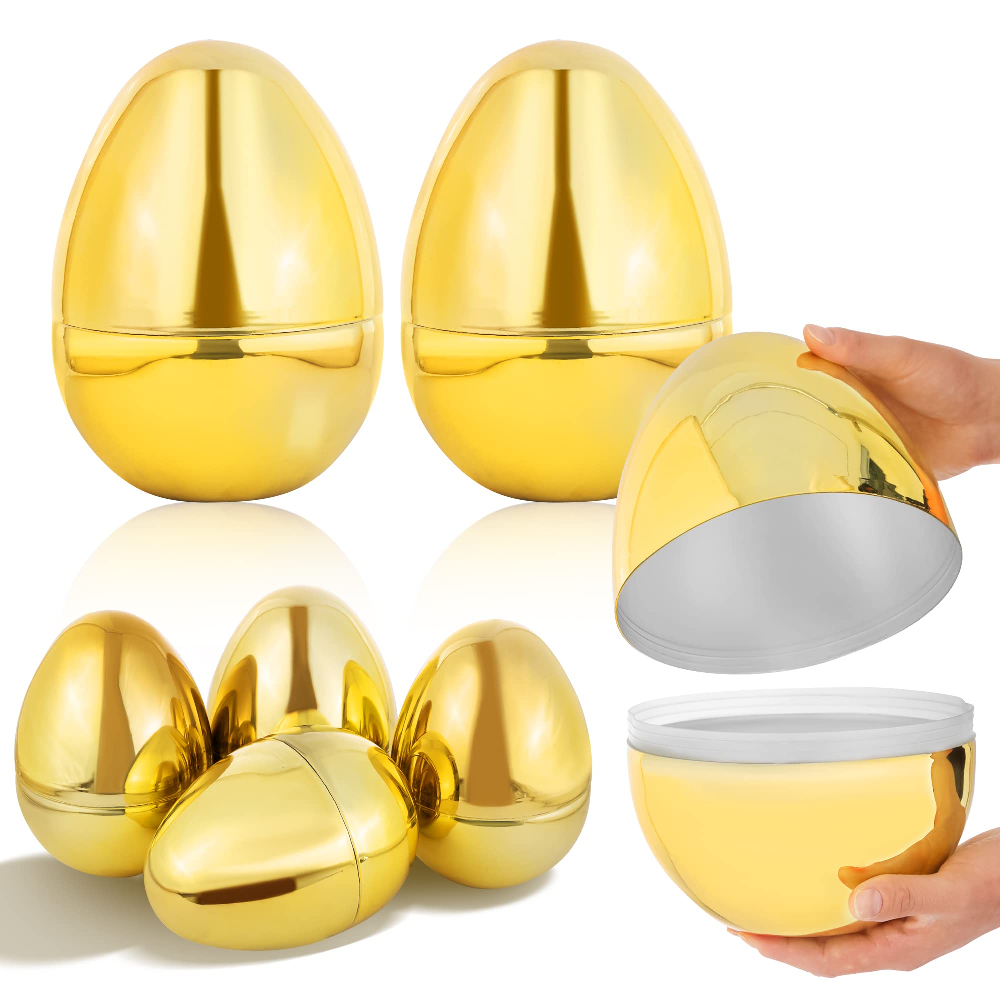 Photo 1 of NJN 2Pcs 250mm/10inch Gold eggs, Golden easter eggs, Plastic easter eggs perfect for easter egg hunt, metallic empty Surprise egg