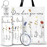 Perthlin Christian Gifts for Women Faith Religious Spiritual Inspirational Gift Mothers Day Christian Tumbler Bible Tote Bag Regalos Cristianos En Espanol for Mom Sister Wife(Dios Dice Que Eres)