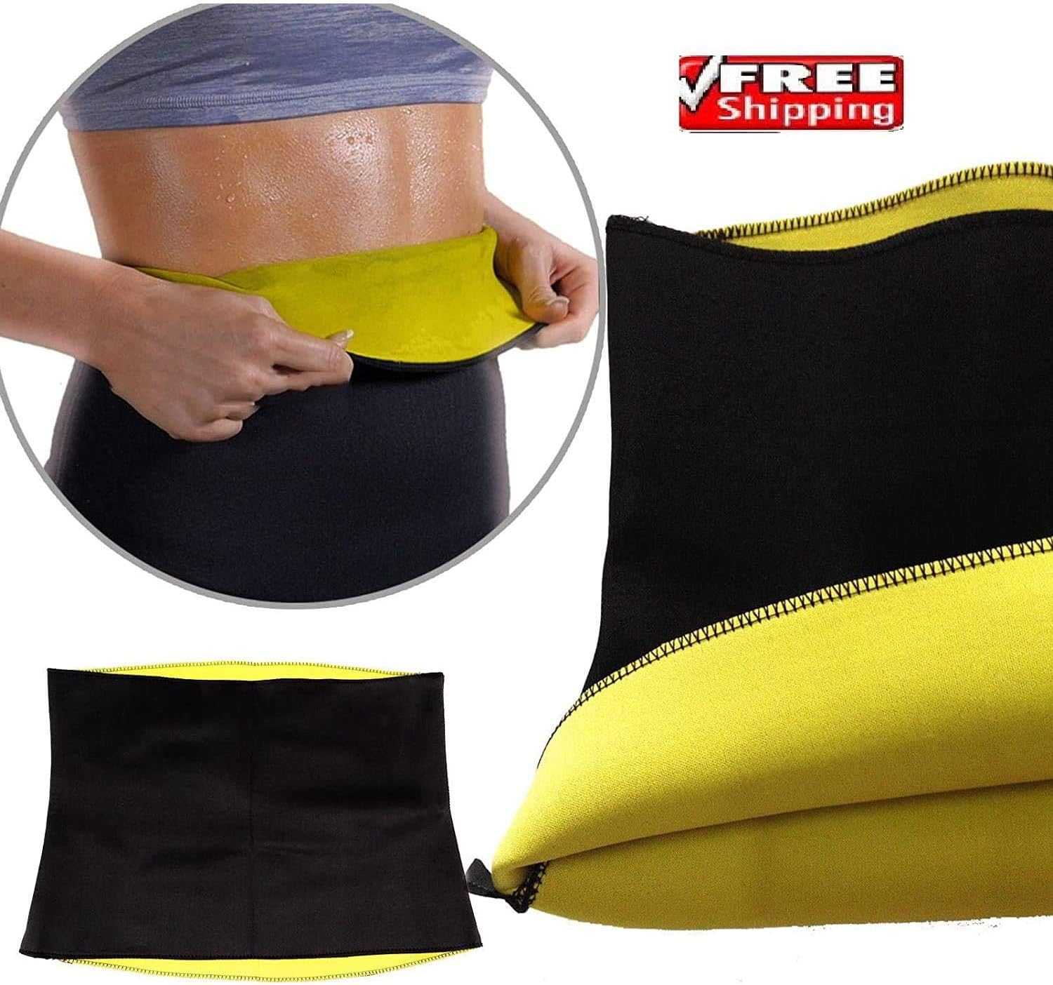 Hot Shapers Sweat Waist belt Hot Slimming and Fitness Flat Stomach Neoprene Bodyshaper Wrap Yoga Fitness firm corset Sweat Workout Thermo Wear Anti Cellulite Waist Trainer Belt With FREE 2fit Black Skipping Workout Rope