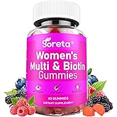 Goreta Women’s Multivitamin Gummies with Biotin - 15 Key Nutrients, Sugar-Free Mixed Berry, Pectin-Based, 60 Count