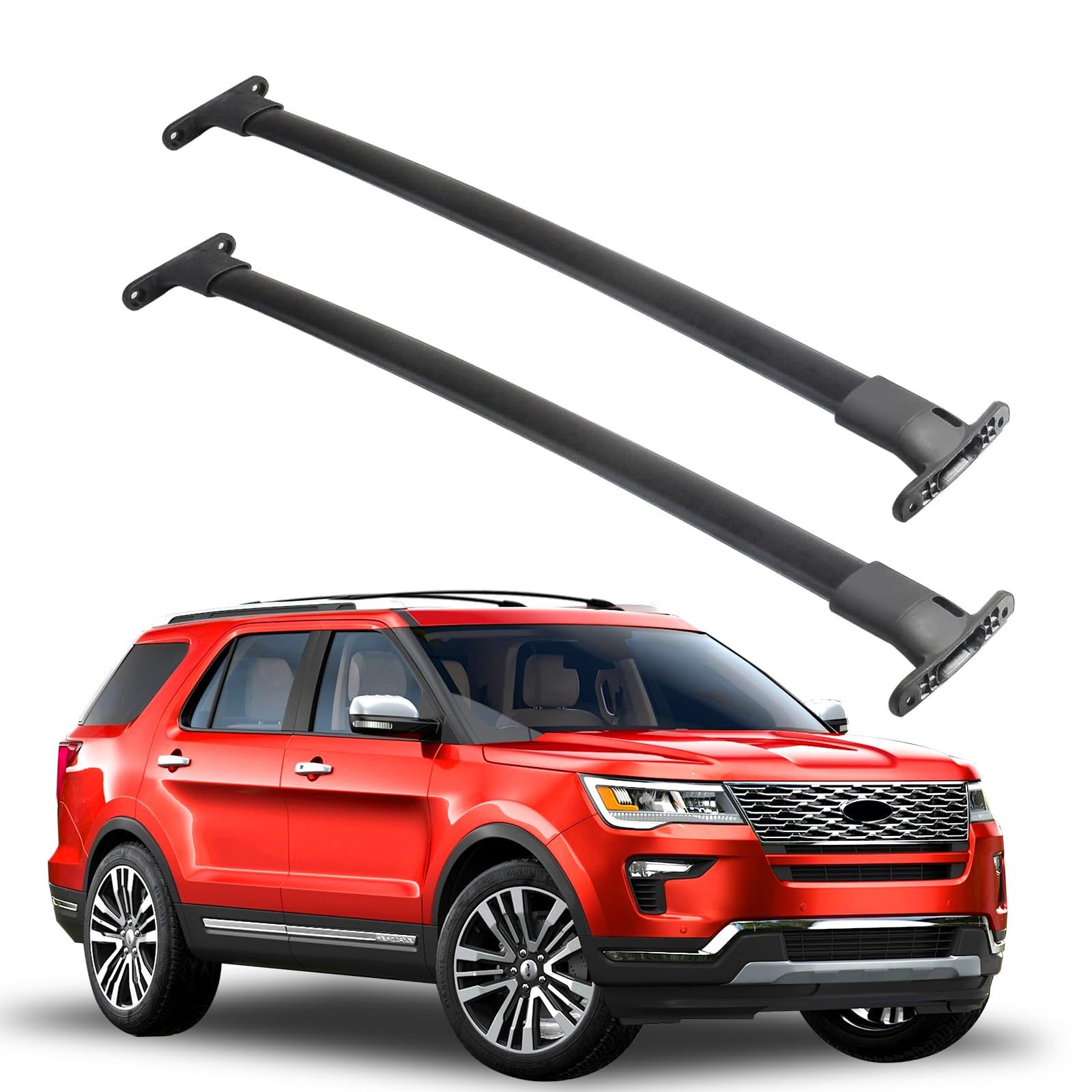 Photo 1 of 150 Lbs Roof Rack Cross Bars Compatible with Ford 2016 2017 2018 2019 Explorer Side Rail, Roof Racks CrossBars Rooftop Luggage Cargo Carrier