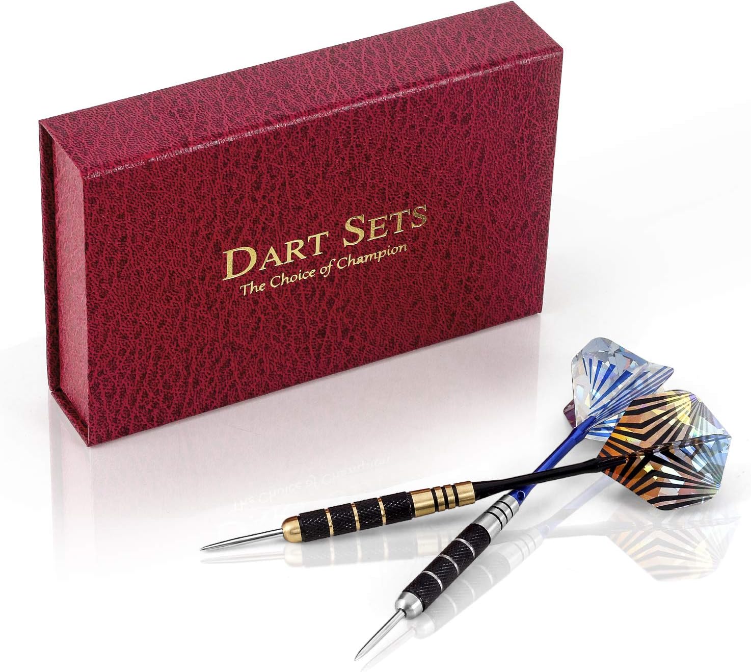 Steel Tip Darts Set for Dartboard Professional 6 Pcs 20/24g With Nickel Steel Barrel, 6 Additional Shafts, 10 Designed Flights, Flight Protector, Dart Sharpener and Gift Case (Silver & Gold #1) : Sports & Outdoors
