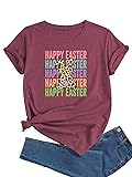 J&DHUASHA Happy Easter Shirts for Women Leopard