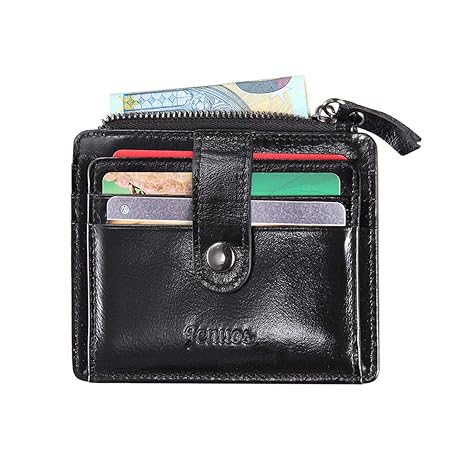 Herren Geldbörse, Jenuos RFID Blocking Slim Echt Lederhülle Portemonnaie Querformat Brieftasche für Männer, Mini Münzen Geldb