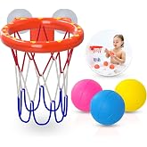 MARPPY Bath Toys - Bathtub Basketball Hoop for Toddler Kids | with 3 Colorful No-Hole Balls Set and Strong Suction Cups Basketball Hoop - Fun Bathtub Toys for Toddlers, Boys and Girls