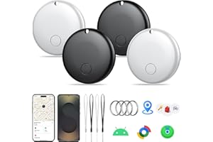 TELYLOU Air Tracker Tag for Android & iOS,Smart Tags-4 Pack,Dual System Bluetooth Luggage Tracker Works via Apple Find My or Google Find Hub,Item Finder for Backpack,Key,Travel & Commute (White/Black, 4 Pack)