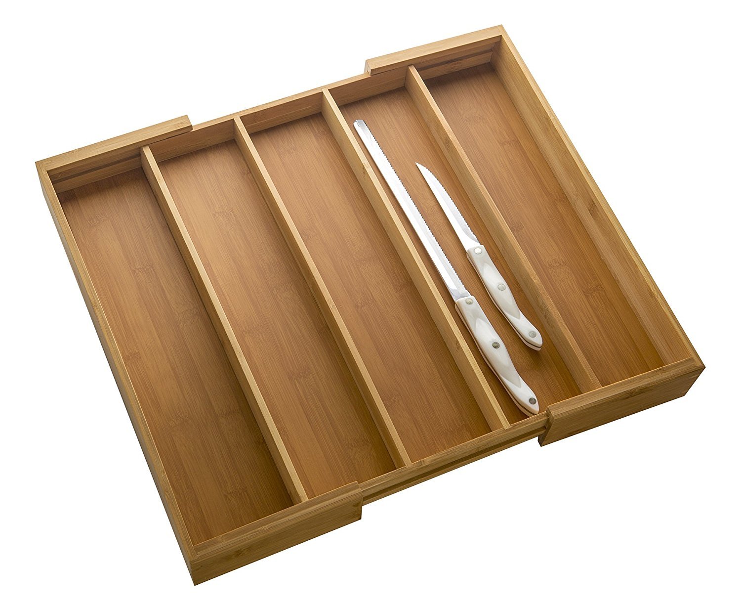 Totally Bamboo Expandable 5-Compartment Drawer Organizer, Expands from 13 to 22-3/4" Wide