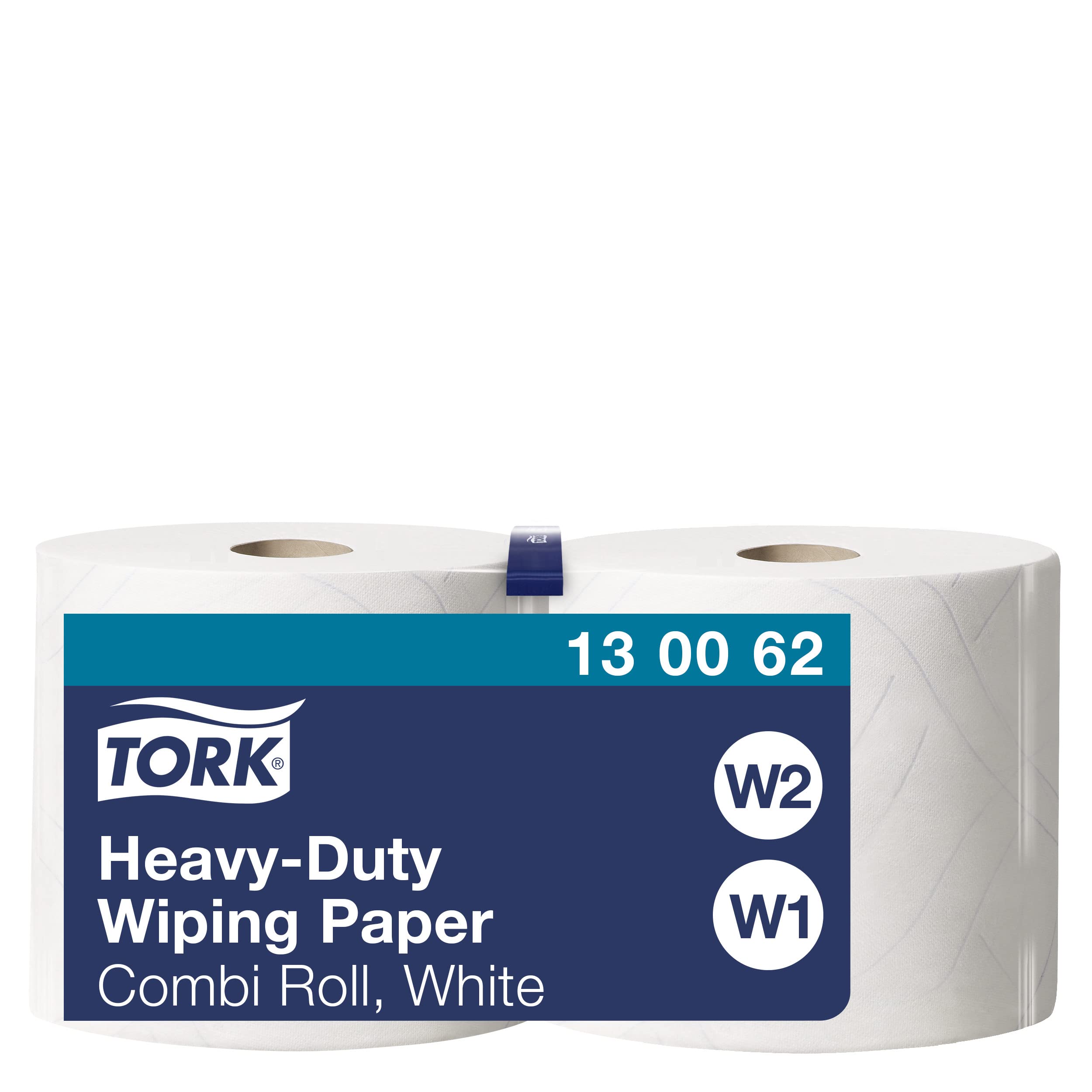 Tork 130062 Heavy-Duty Wiping Paper / 2 Ply Absorbent Paper Roll Suitable for Tork W1 and W2 Systems / White / 2 x 170m / Ø 26.2cm