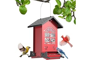 KOWOLL Squirrel Proof Bird Feeder for Outdside Hanging, Metal Wild Bird Seed Feeder with Bilateral Weight-Activated Perches, 5LB Large Capacity Wild Bird Feeders for Outdoor Finch, Cardinal, Blue Jay