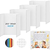 BXIHUR 4 Pcs Trifold Poster Board, 21.5x14 inches Small White Poster Board Comes with Sticky Accessories, Corrugated Presentation Boards, Display Board for School Projects, Business Presentations