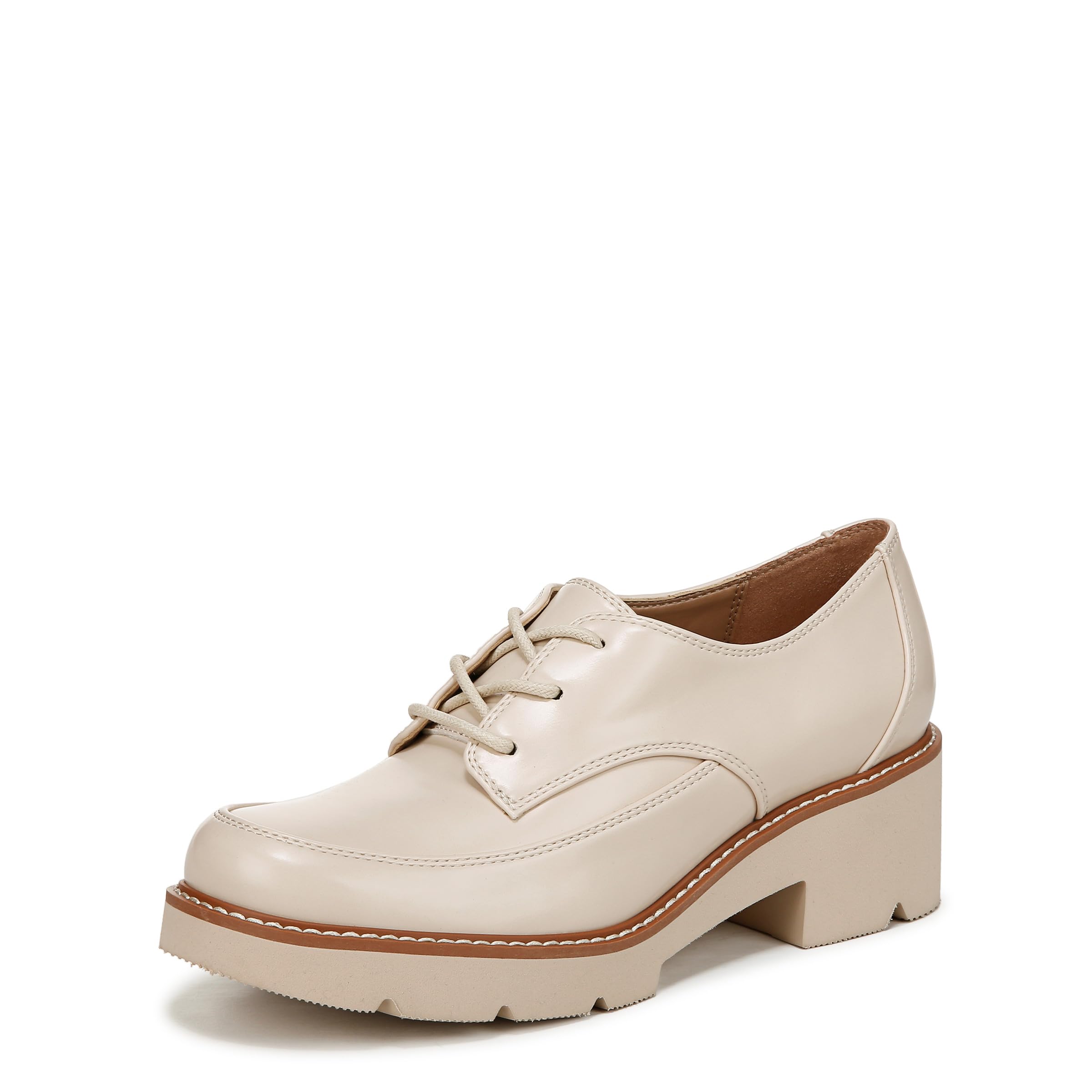 Naturalizer Womens Darry Lace Up Lug Sole Oxford Loafers Porcelain Off White 7.5 M