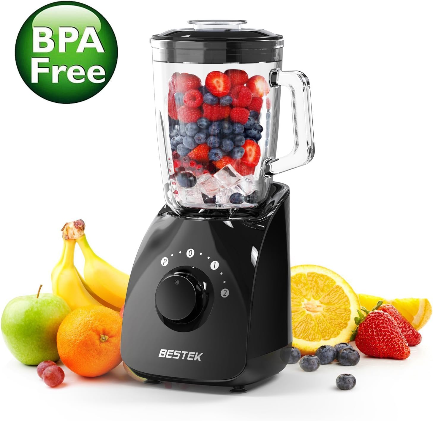 BESTEK Blender with 1.5L Glass Jug, 750W Multifunctional Smoothie Maker, Black Amazon.co.uk