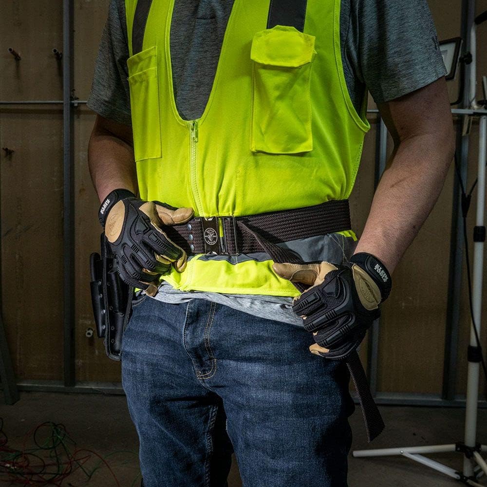 Klein Tools 5225 Tool Belt, Adjustable Electrician Belt is 2-Inch Wide, Adjusts for 48-Inch Waist - Tool Bag Belt - 