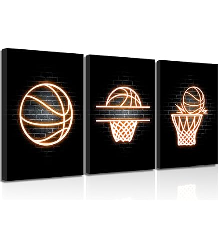 Set Di 3 Poster Su Tela Basket - Stampe Sportive Con Azioni Di Gioco - 30x40 Cm Ciascuno - Decorazione Murale Senza Cornice Per Camera Ragazzo, Soggiorno O Man Cave