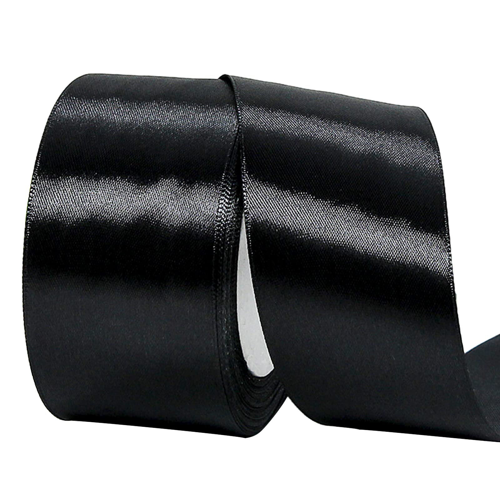 22m Halloween Black Ribbon Satin Ribbon 50mm Wide,Thick Black Ribbon GiftRibbon FabricRibbon HalloweenRibbon for Gift Wrapping Hair Bows Cake Car Wedding Party Valentine's Day Halloween Decoration