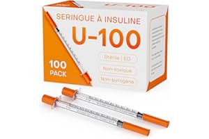 1ml/cc Insulin Syringes 29G 1/2 Inch (12.7mm) with Needle, Individually Wrapped, Pack of 100