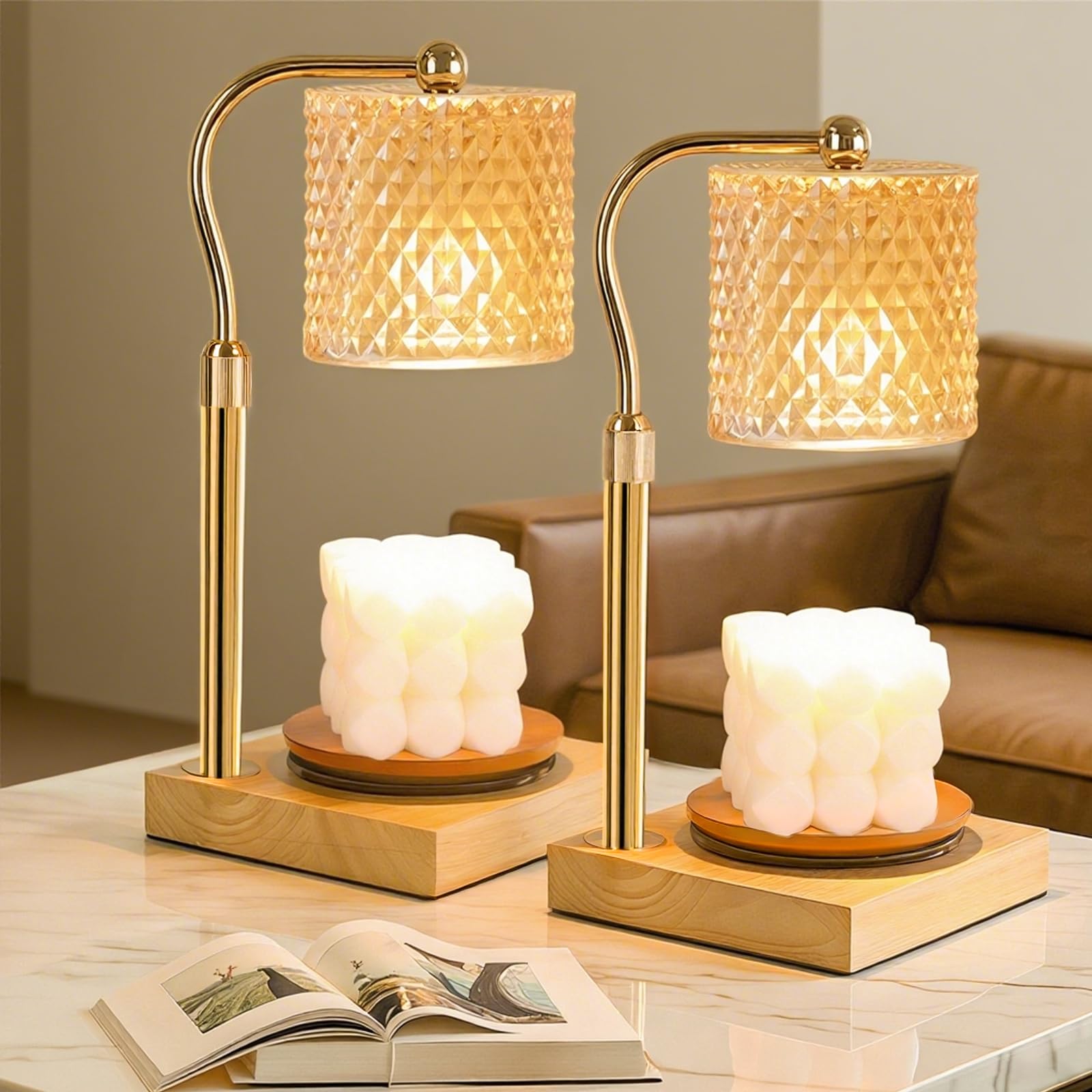 Photo 1 of 2 Pack Candle Warmer Lamp with Timer Dimmer Adjustable Height, Birthday Gifts for Women, House Warming New Home Decor Gifts for Mom, Electric Wax Warmer for Jar Candles, Amber