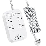 Power Strip Long Extension Cord - 10Ft Braided