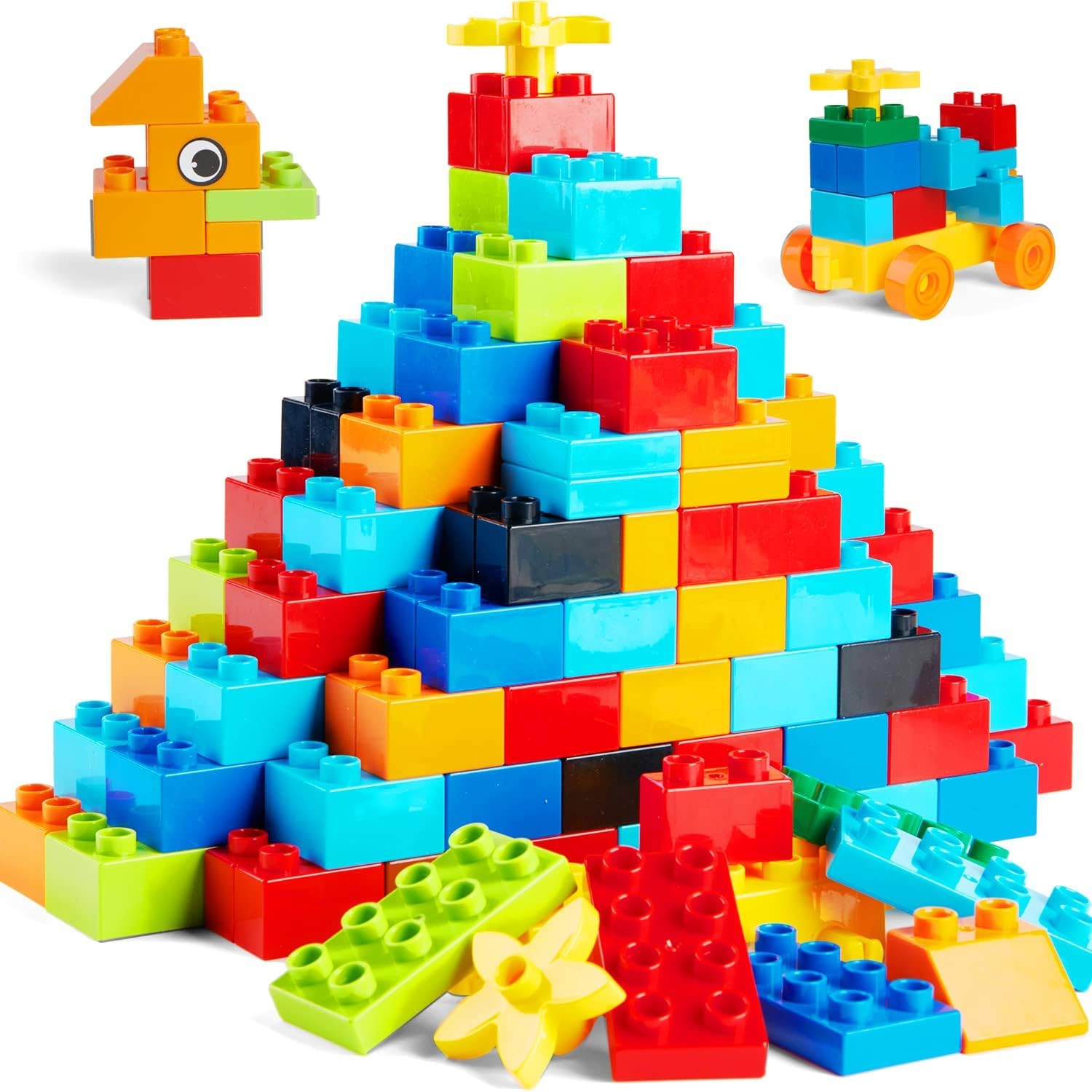 WYSWYG Classic Big Building Block Set, Large 240 Pieces Building Bricks, Compatible with All Major Brand Bulk Bricks, Toddler STEM Toys for Boys Girls Age 3 4 5 6 Years Old