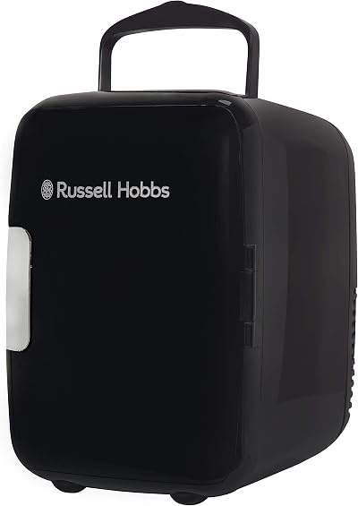Russell Hobbs Mini Cooler 4L 6 Can AC DC Portable Cooler Warmer Retro Black