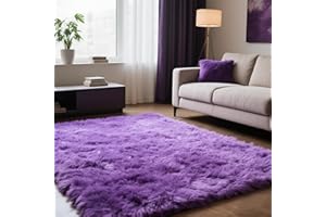 BLIVONTA Purple Area Rugs for Girls Bedroom Living Room, 6x9 Fluffy Fuzzy Shaggy Carpet for Kids Playroom Nursery, Thick Soft Plush Mat for Kids Baby Boys Teen Dorm Home Decor Aesthetic