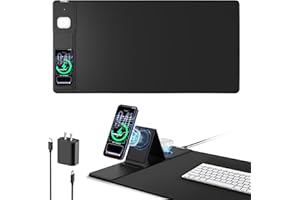 Mouse Pad with Magnetic Wireless Charging & Adjustable Phone Stand, 31.5"x15.8" Extended Desk Mat, Waterproof Ultra-Smooth Ke