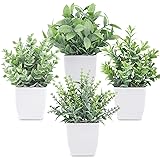 Der Rose 4 Packs Fake Plants Mini Artificial Greenery Potted Plants for Home Decor Indoor Office Table Room Farmhouse