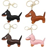 ZHLKHIOP Dachshund Keychain, Purse Charms, 4 Pack Cute Mini Dachshund Dog Keychains, Black Brown Light Brown Pink, Perfect for Backpack Keys Gift