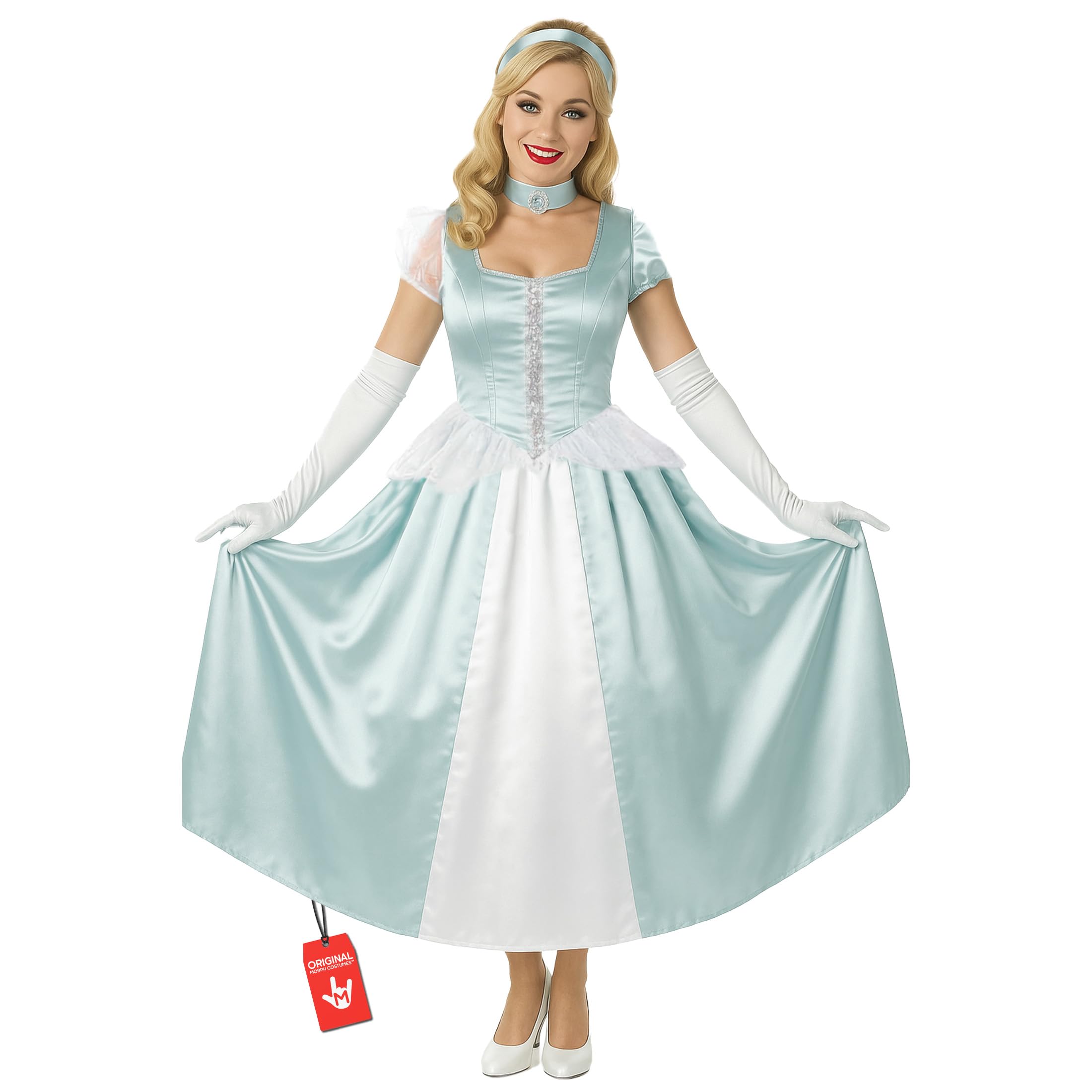 Fun Shack Womens Princess Costume Adults Royal Blue Fairytale Queen Gown Dress, L, Blue Princess Gown