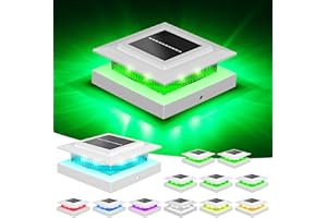 NIORSUN Solar Post Cap Lights Outdoor Waterproof, 4x4 Post Solar Lights RGB Color Changing, Fence Posts Solars Light for Deck Patio Garden Deco, 4x4 Posts Caps Wood Vinyl, 5x5 Vinyl, 12 Pack (White)