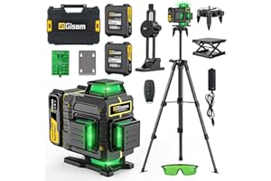 Laser Level with Tripod – Multifunctional 4D Cross 16 Lines, Self-Leveling with Pulse Mode,Green Line Laser Tool 2 * 4800mAh 