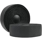 Szynic BD12 Black Bike Handlebar Tape, Anti-Slip PU Road Bike Bar Tape | Textured PU tape with medium cushioning; includes 2 rolls, 2 bar end plugs and finishing tape for compatible drop bars