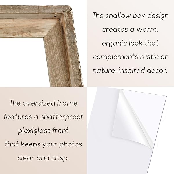 NWDCLF RUSTIC 18X24 PICTURE FRAME, RECLAIMED BARNWOOD PHOTO FRAME WITH PLEXIGLASS, DISTRESSED NATURAL WOOD FRAME FOR WALL MOUNT, FARMHOUSE COUNTRY HOME OFFICE CABIN DÉCOR