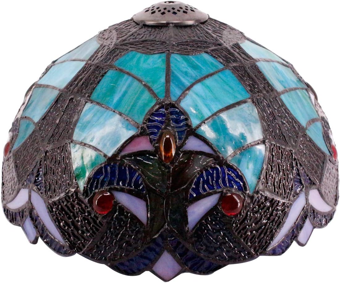 Tiffany Lamp Shade Replacement 12 Inch Green Liaison Stained Glass Lampshade Only, Fit for Floor