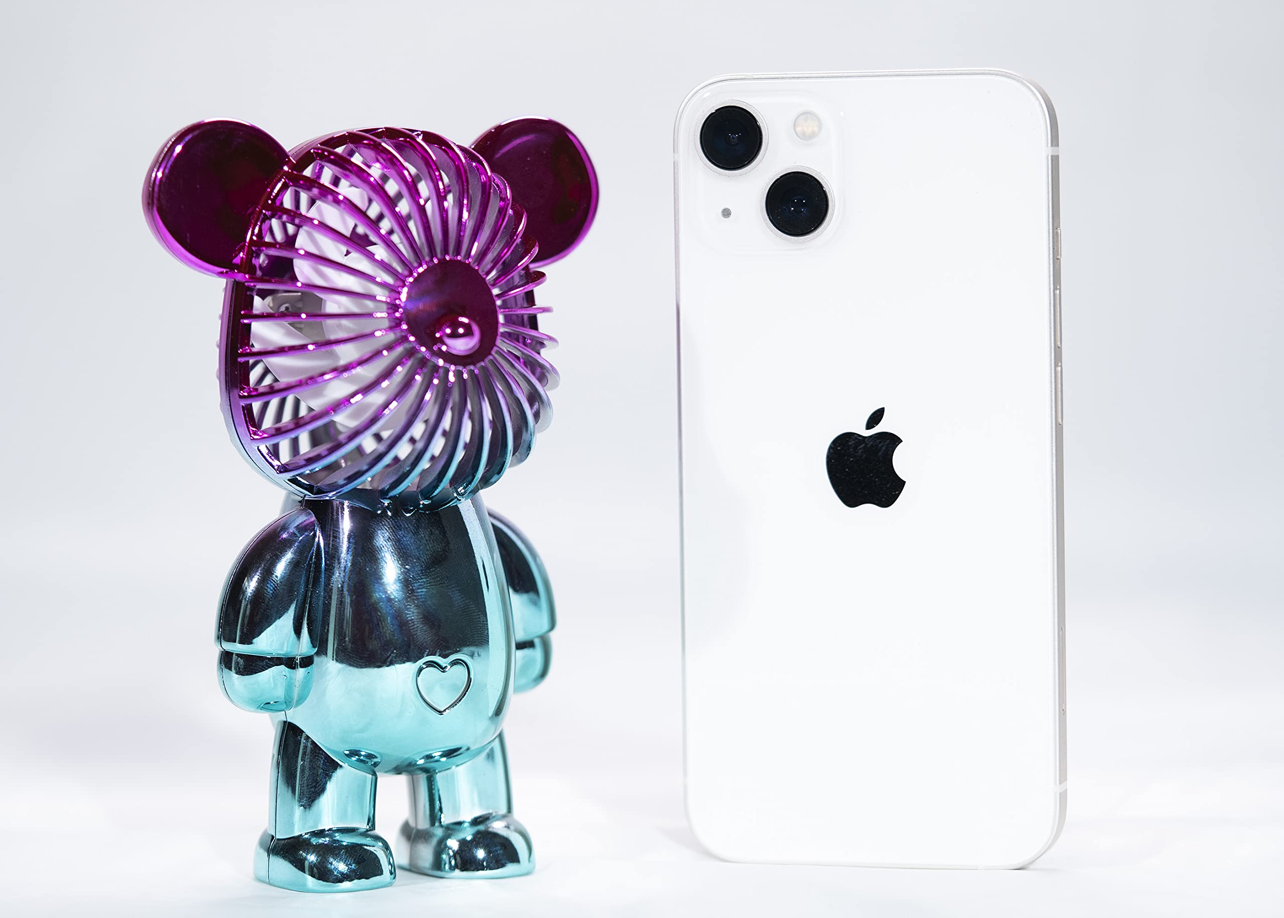 Rechargeable USB Mini Handheld Fan - Portable Cute Bear Design for Kids, Girls, Women - Home, Travel, Outdoor, Makeup Use - Violet-Blue Gradation